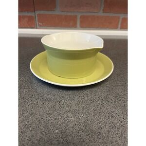 Vintage Mikasa Duplex Ben Seibel Olive Green Gravy Boat & Saucer Japan MCM 2559